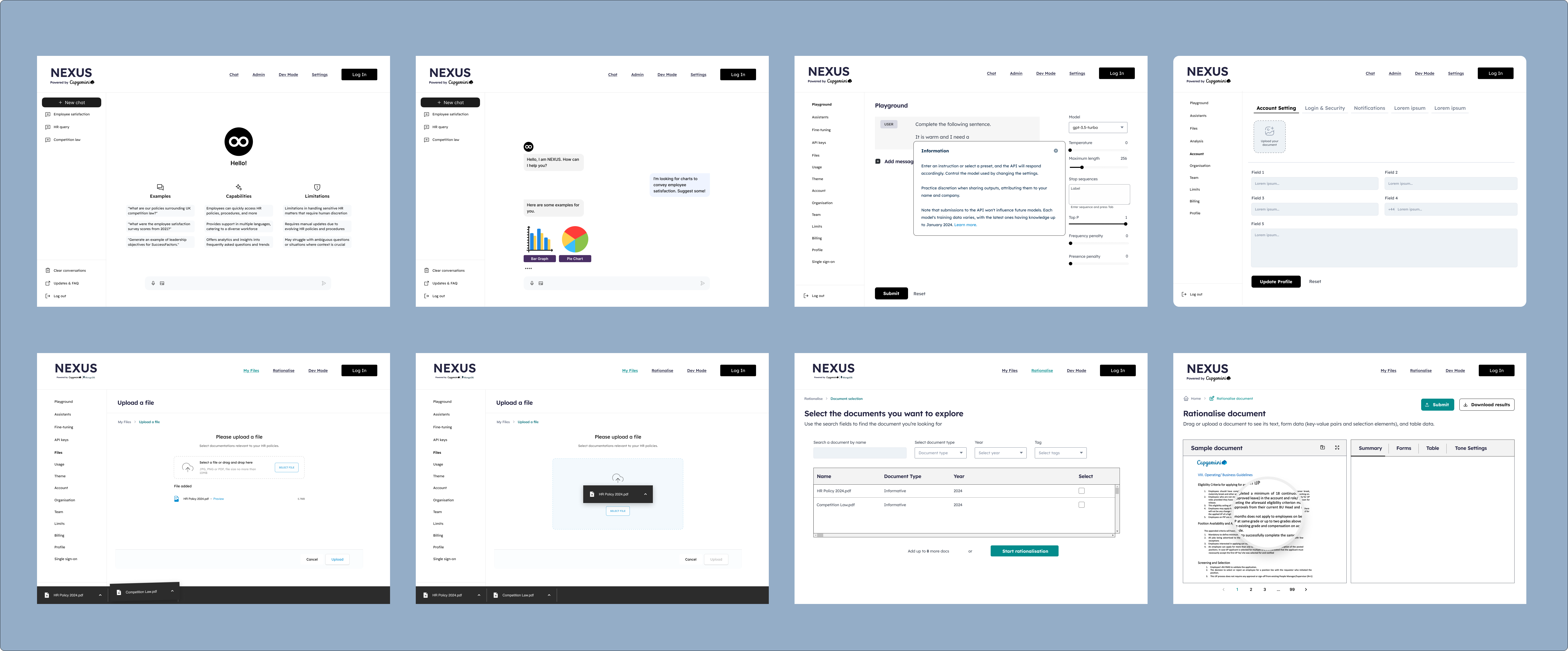 Early AURA concepts exploring information architecture, workflows, and feature directions